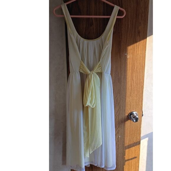 Calvin Klein Yellow Mesh Bow Back Dress XS S Coquette Soft Girl Chiffon Romantic - Picture 5 of 13